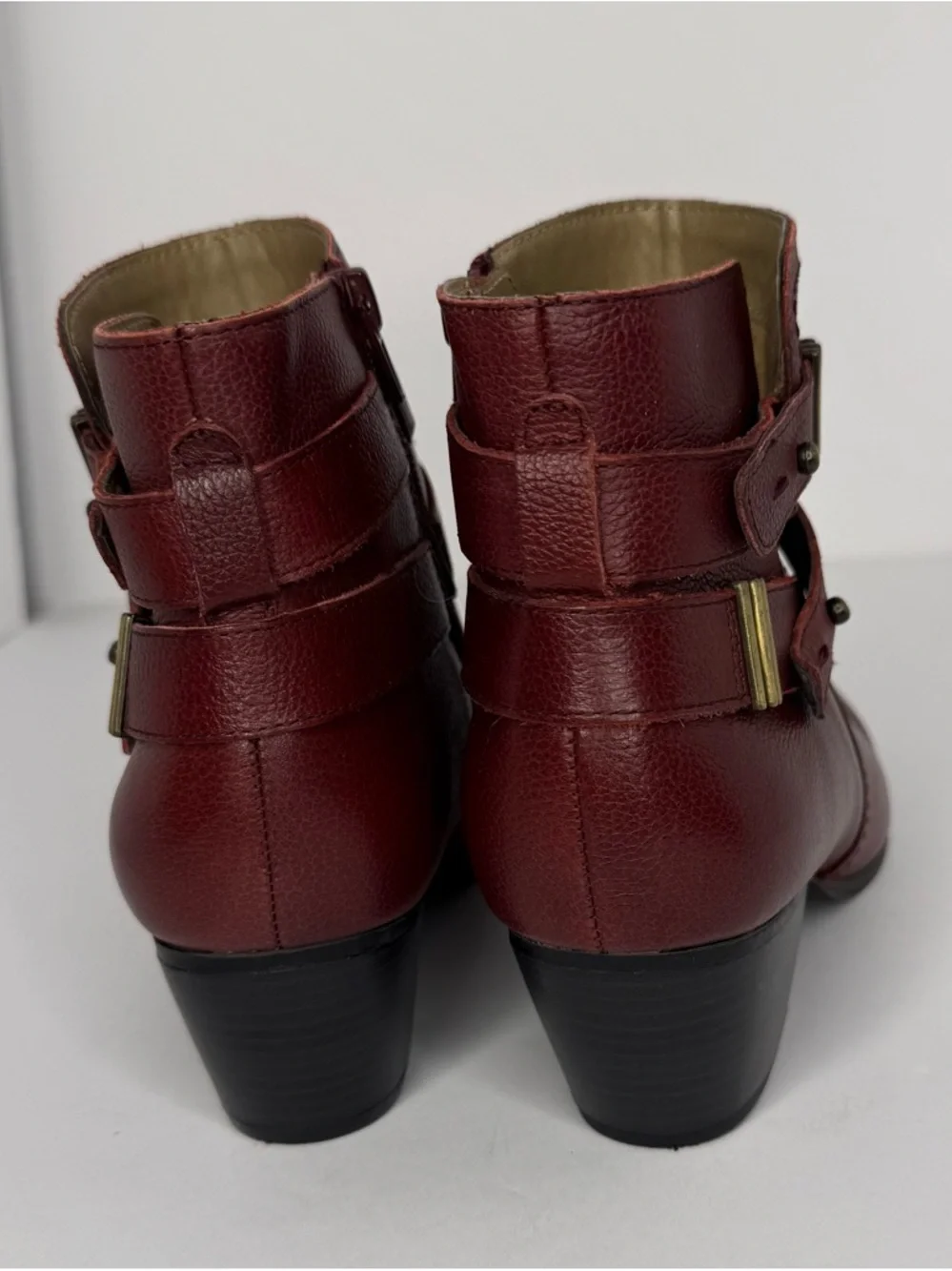Naturalizer Women's Burgundy Leather Ankle Booties - Picture 5 of 8
